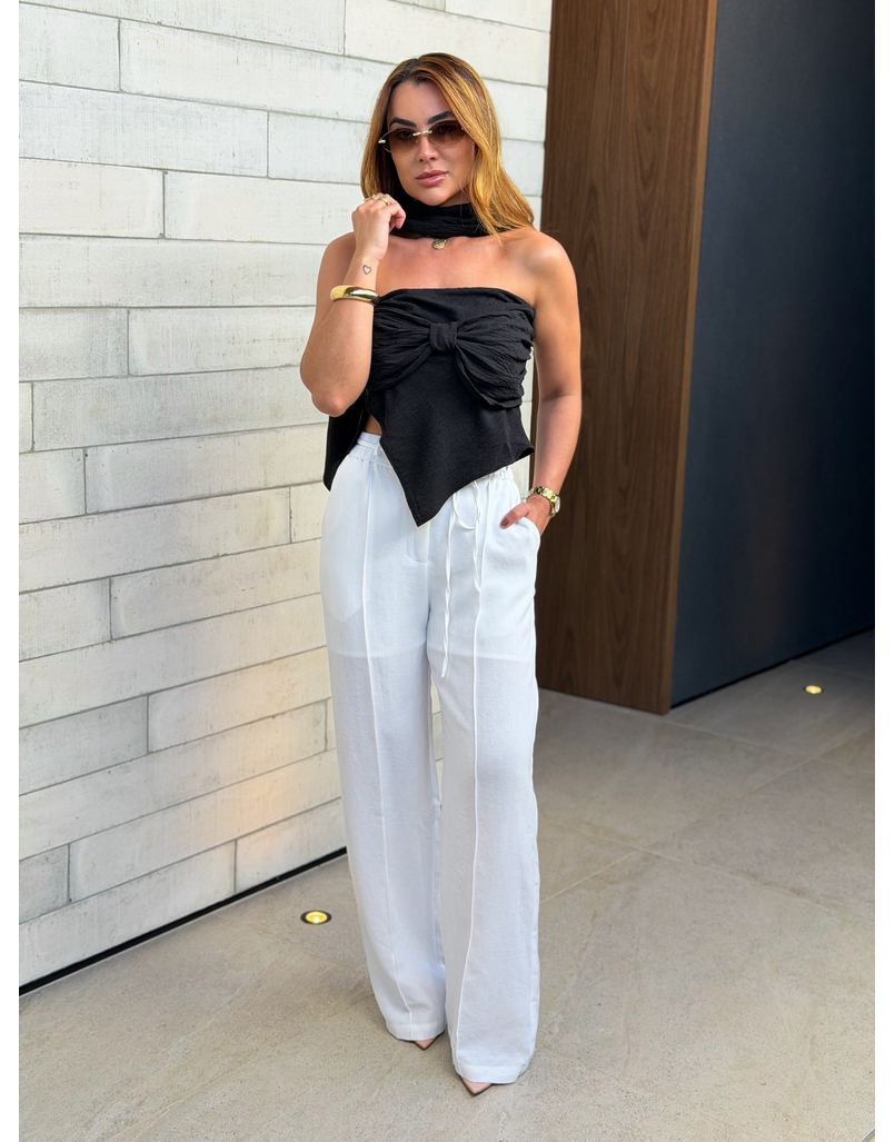 Calça Pantalona Sara Branca