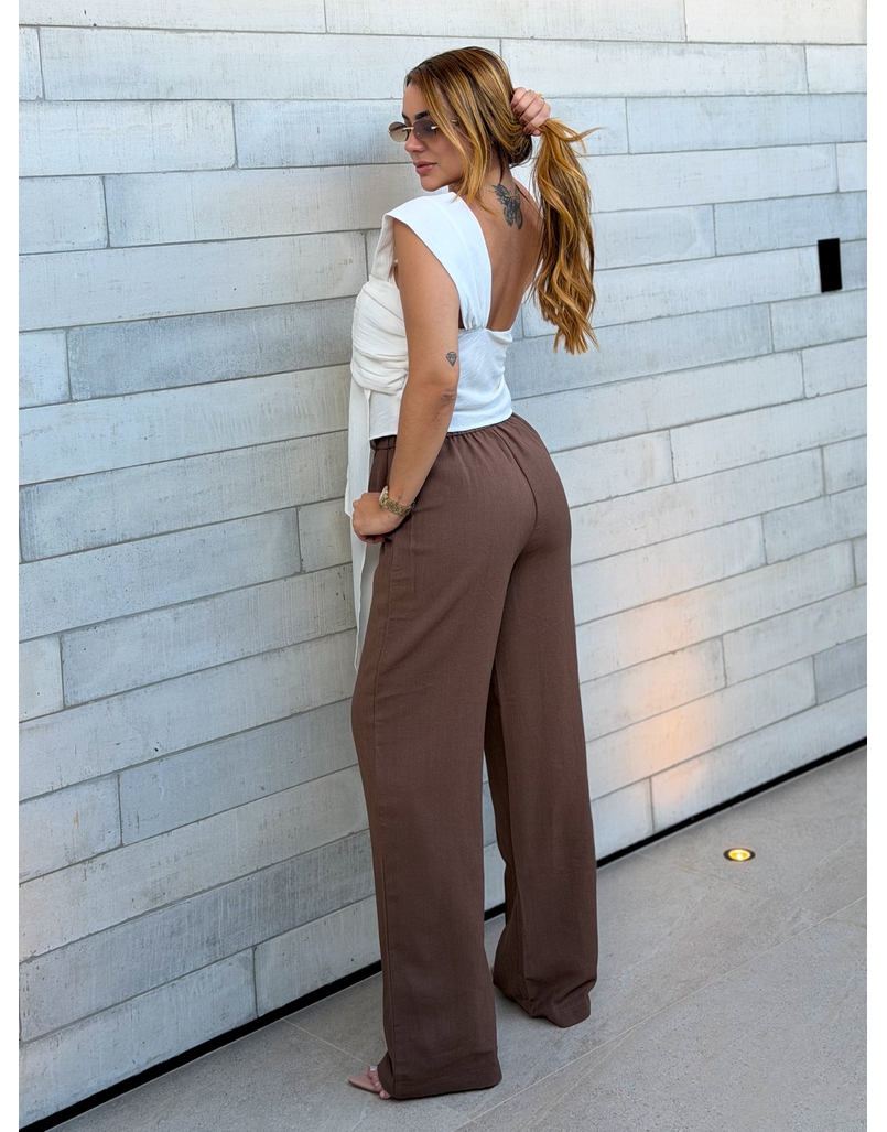 Calça Pantalona Sara Café 