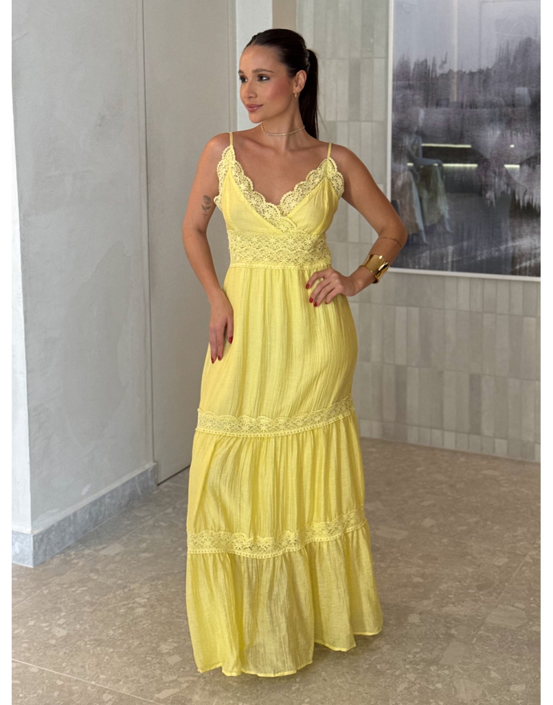 Vestido Chiffon Érica Amarelo