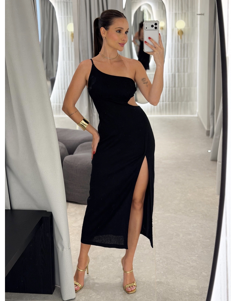 Vestido Midi Helena Preto 