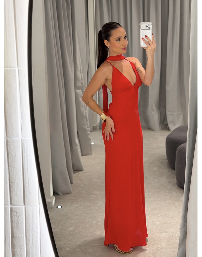 Vestido Midi Fernanda Vermelho 