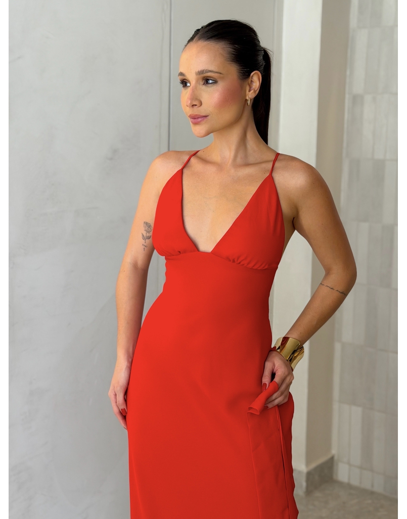 Vestido Midi Fernanda Vermelho 