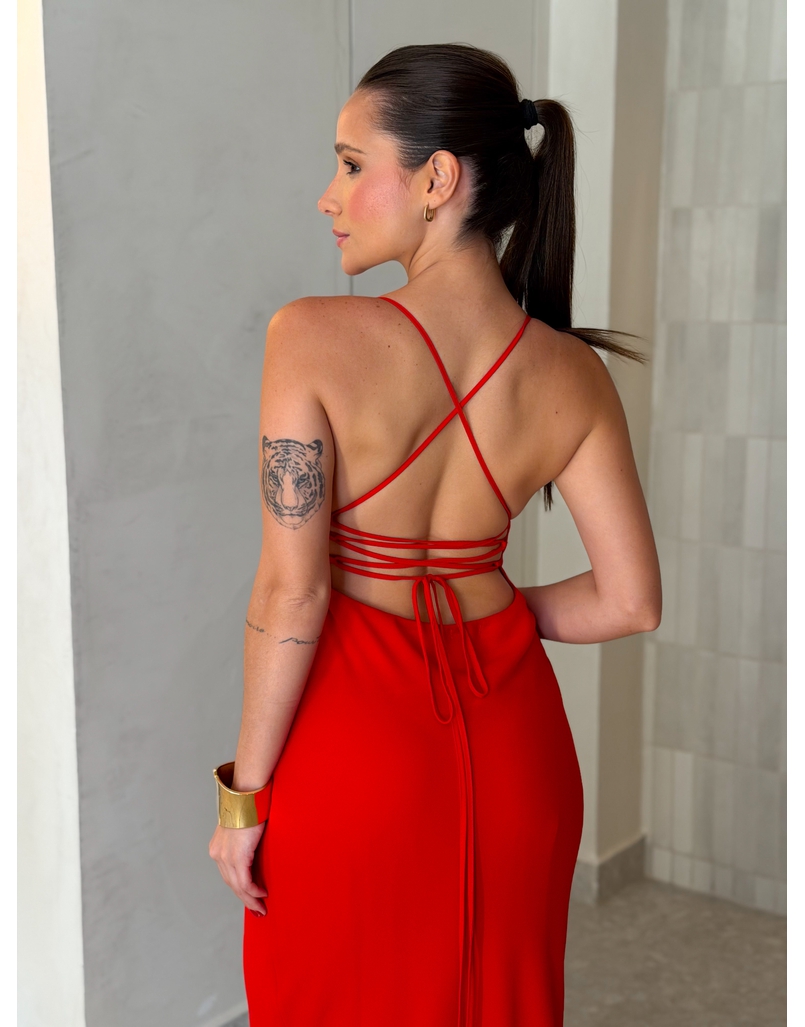 Vestido Midi Fernanda Vermelho 