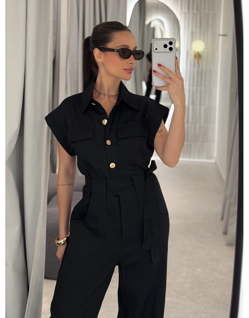 Macacão Botões Maristela Preto 