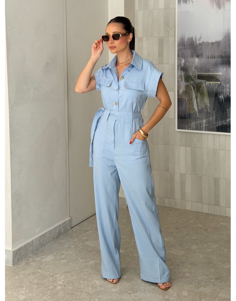 Macacão Botões Maristela Azul