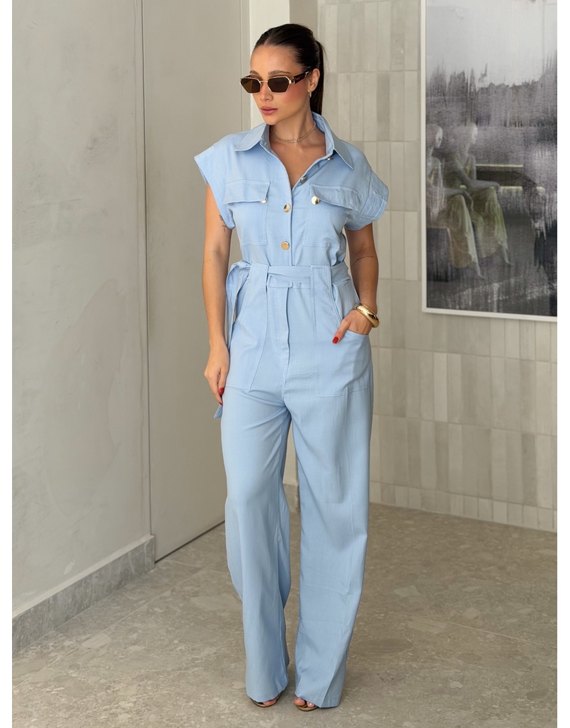 Macacão Botões Maristela Azul