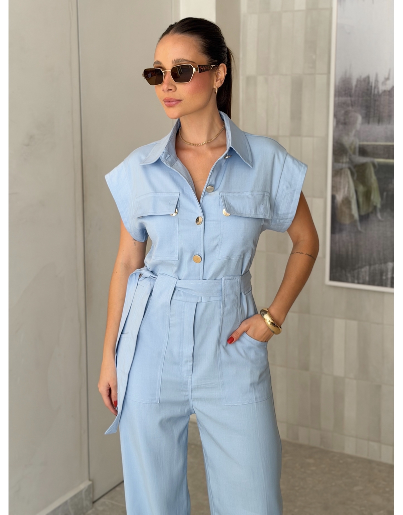 Macacão Botões Maristela Azul