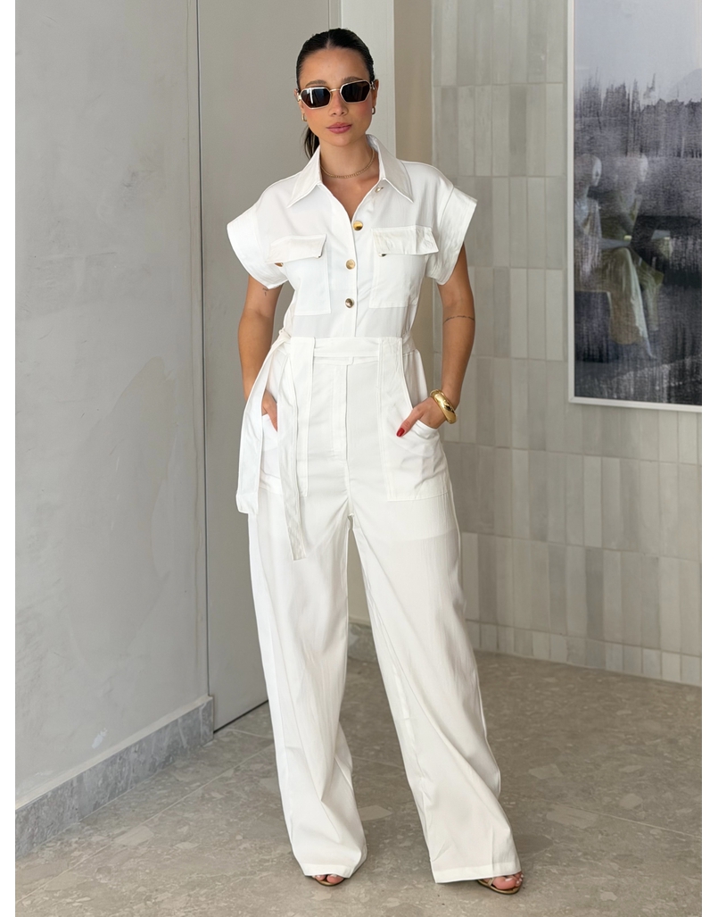 Macacão Botões Maristela Branco 