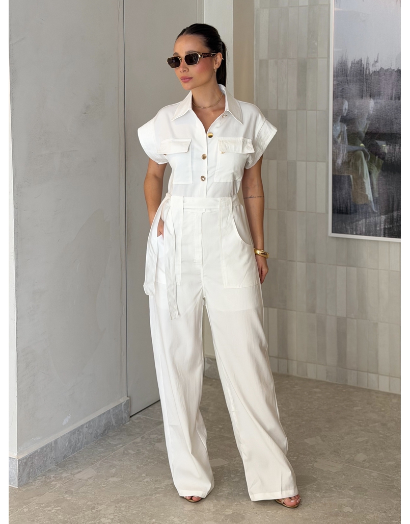 Macacão Botões Maristela Branco 