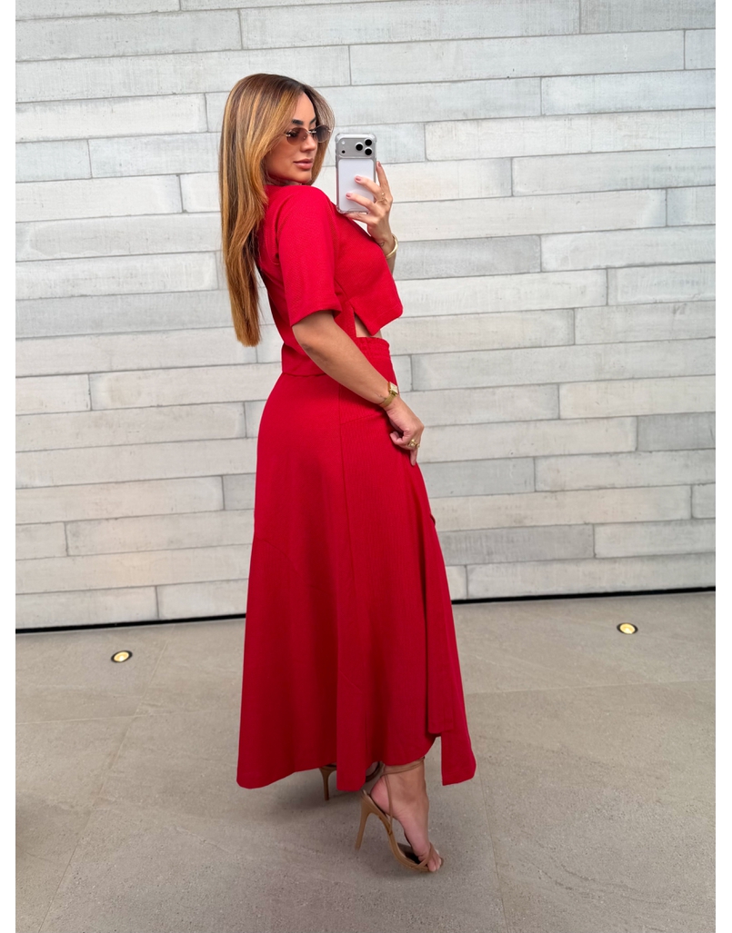 Conjunto Saia Assimétrica Brielle Vermelho