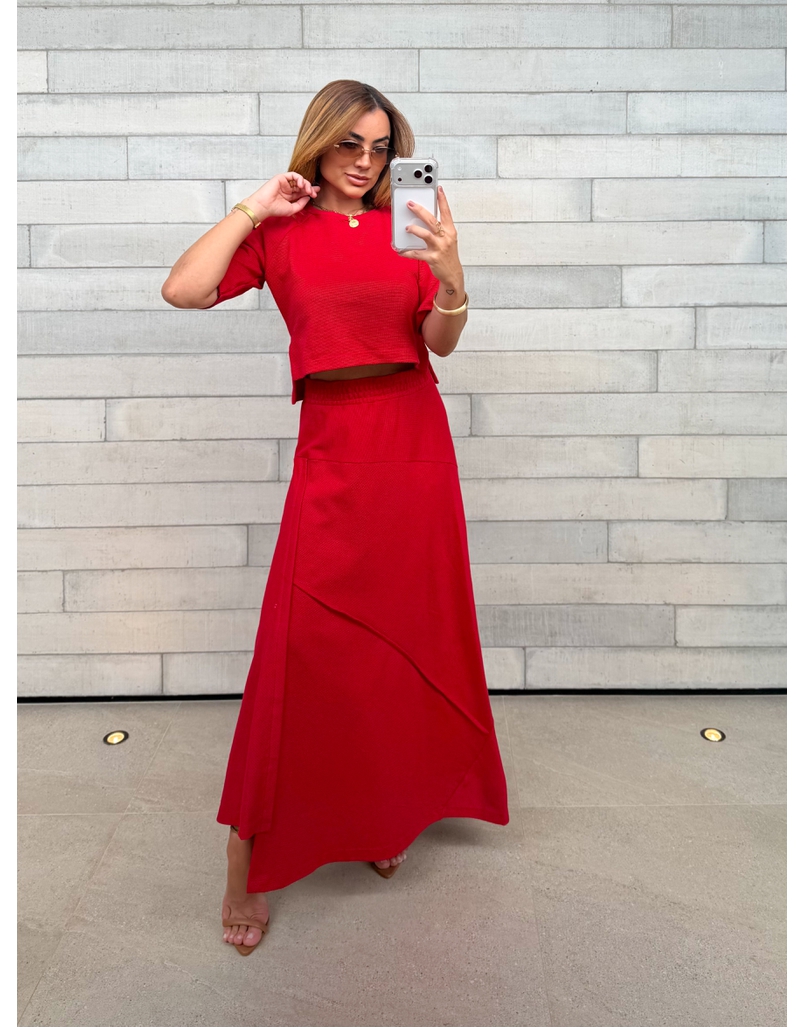 Conjunto Saia Assimétrica Brielle Vermelho