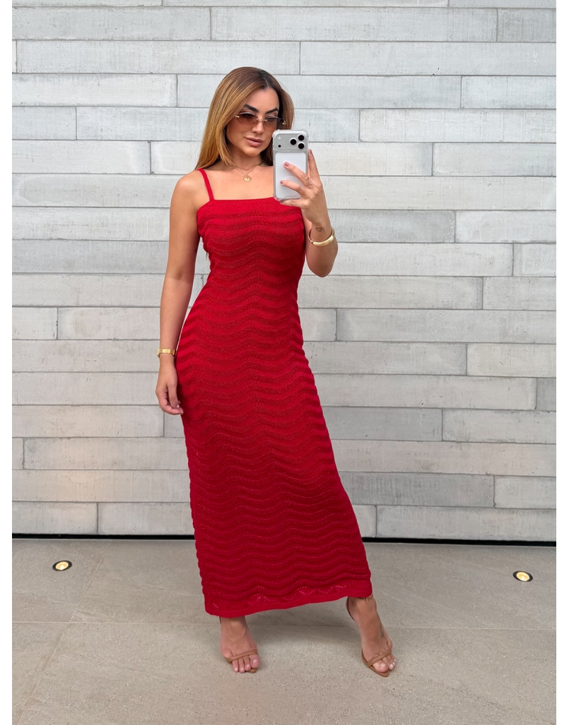 Vestido Lurex Estrela Vermelho