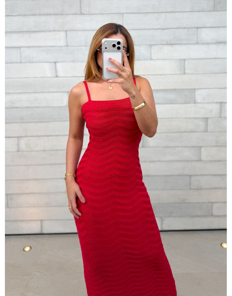Vestido Lurex Estrela Vermelho