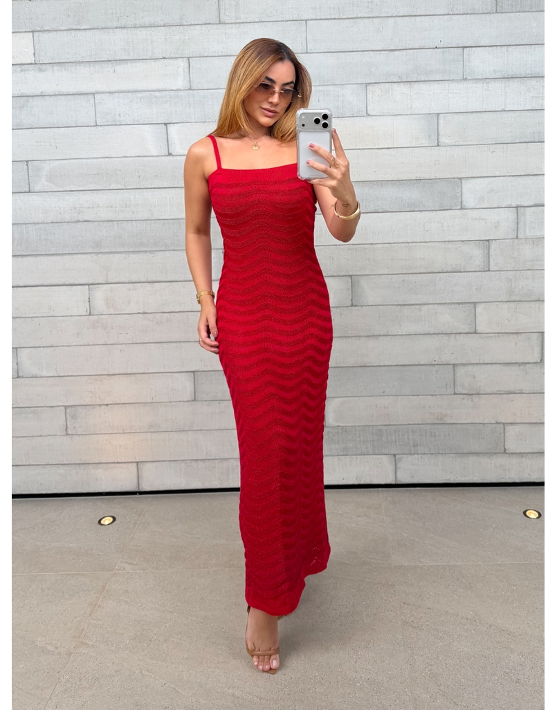 Vestido Lurex Estrela Vermelho