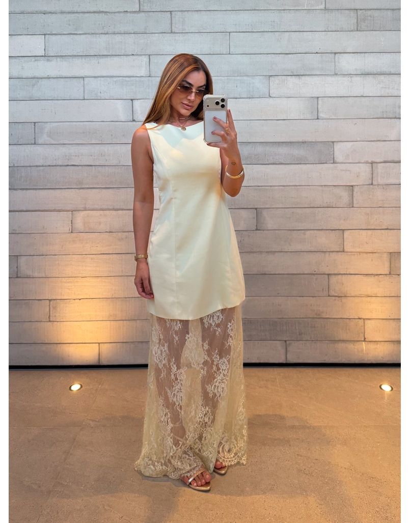 Vestido Rendado Vera Amarelo 