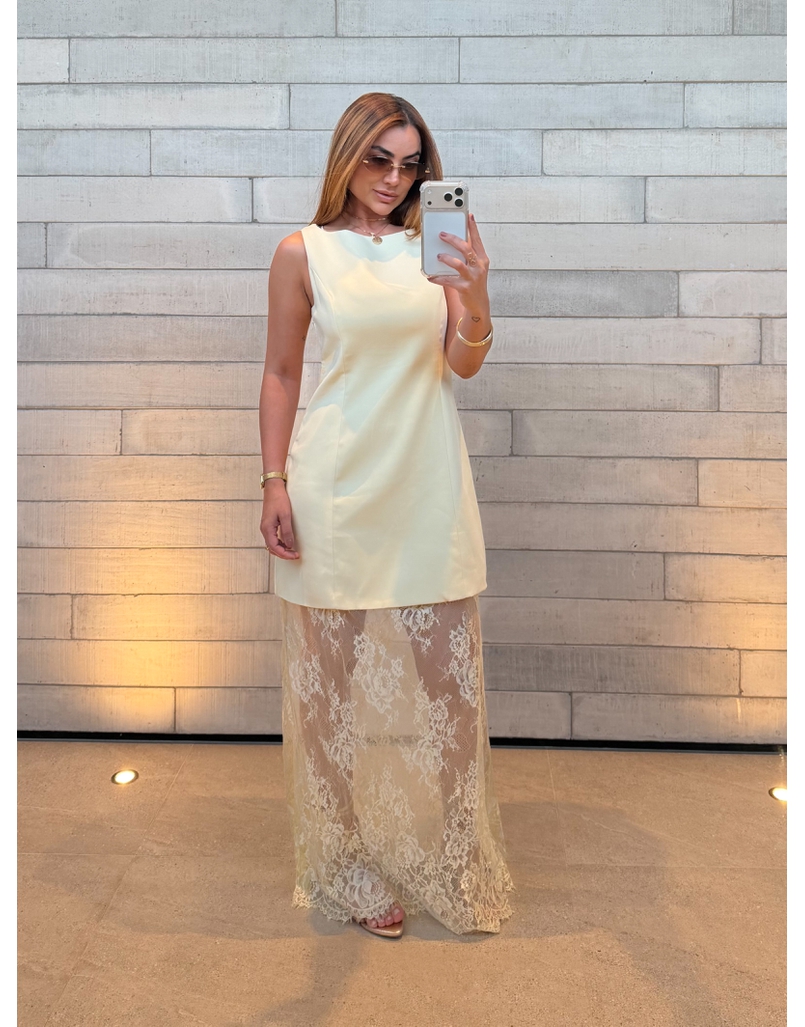 Vestido Rendado Vera Amarelo 
