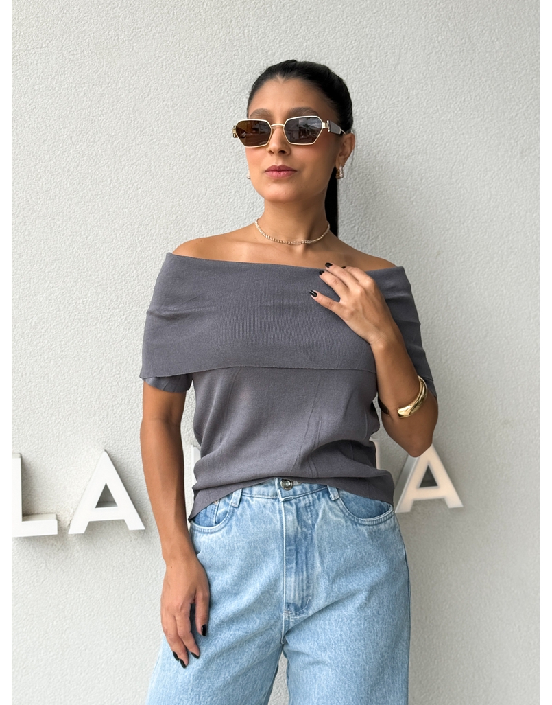 Blusa Ombro a Ombro Aura Chumbo