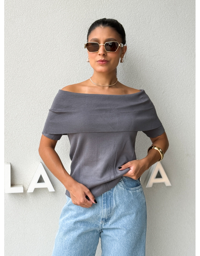 Blusa Ombro a Ombro Aura Chumbo