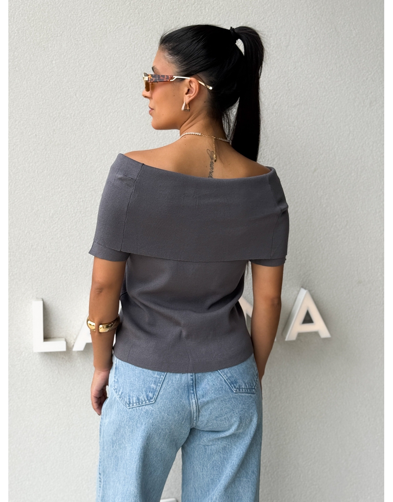 Blusa Ombro a Ombro Aura Chumbo