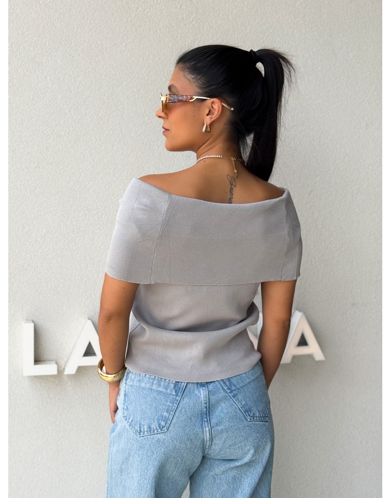 Blusa Ombro a Ombro Aura Cinza