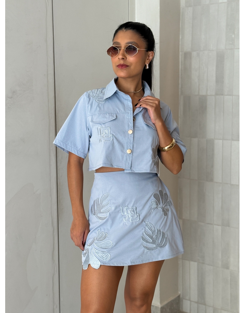 Conjunto Short Saia Safira Azul 