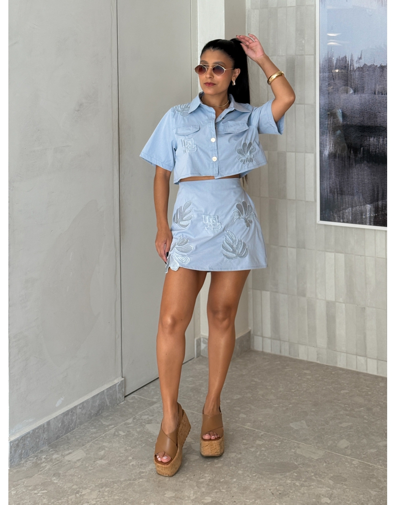 Conjunto Short Saia Safira Azul 