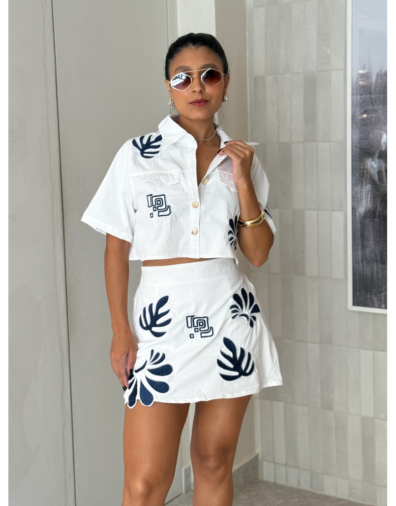 Conjunto Short Saia Safira Branco 