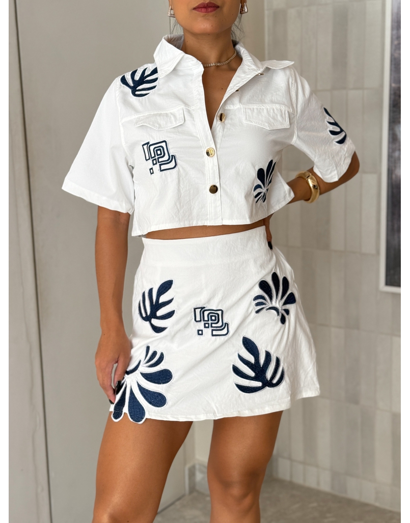 Conjunto Short Saia Safira Branco 