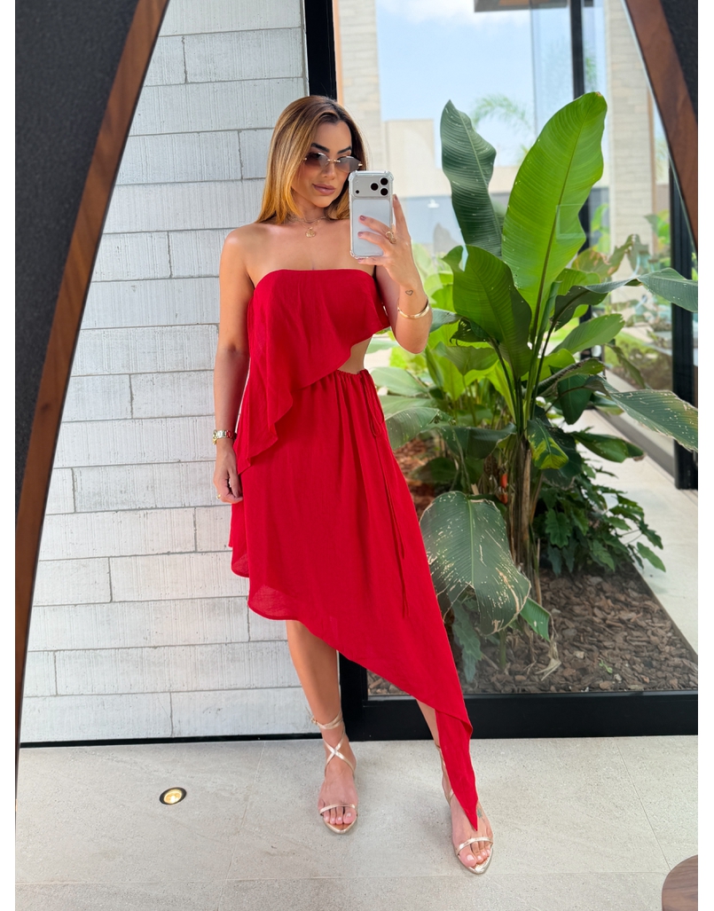 Vestido Midi Lorena Vermelho