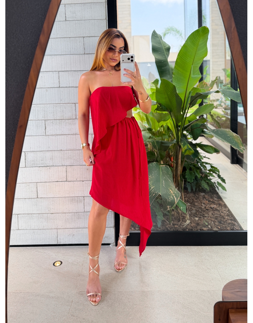 Vestido Midi Lorena Vermelho