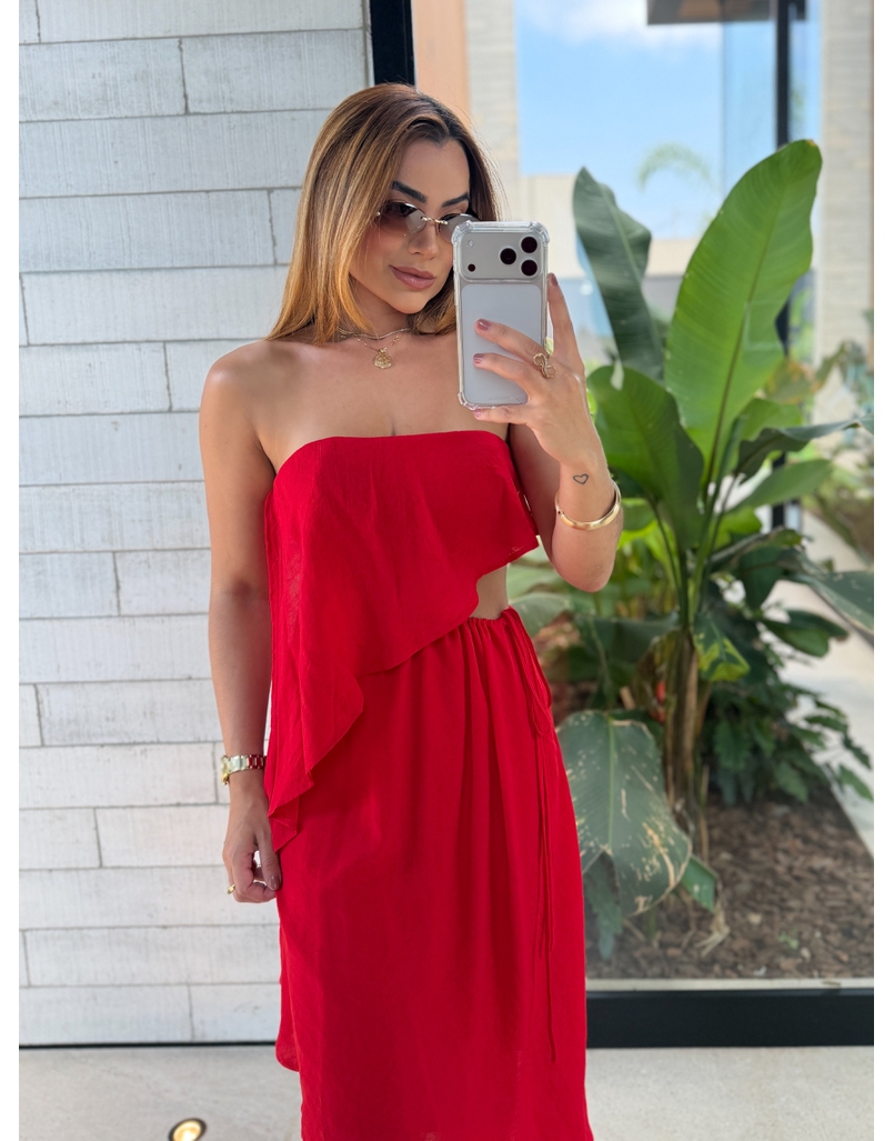 Vestido Midi Lorena Vermelho