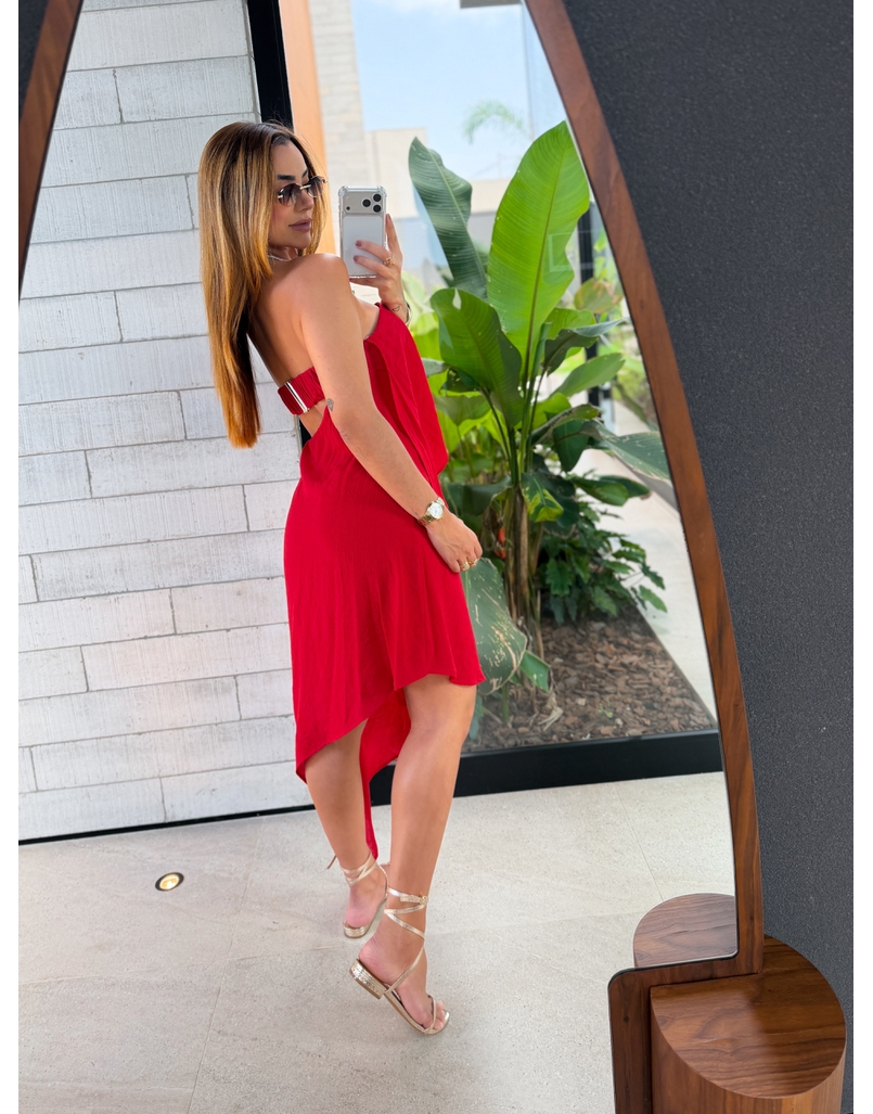 Vestido Midi Lorena Vermelho