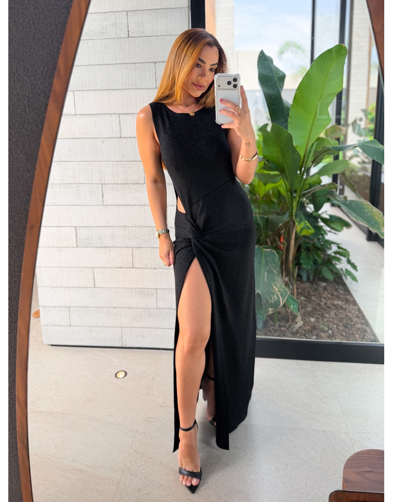 Vestido Tricot Brilho Victoria Preto