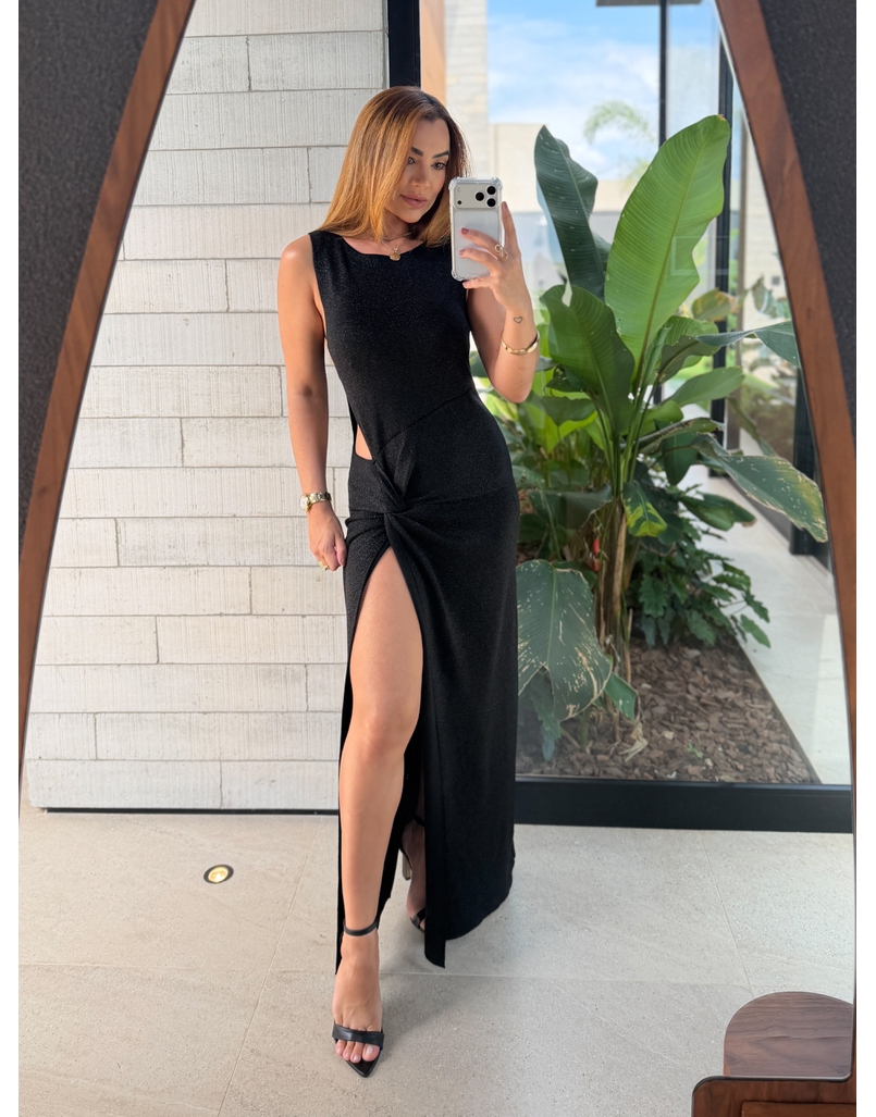 Vestido Tricot Brilho Victoria Preto