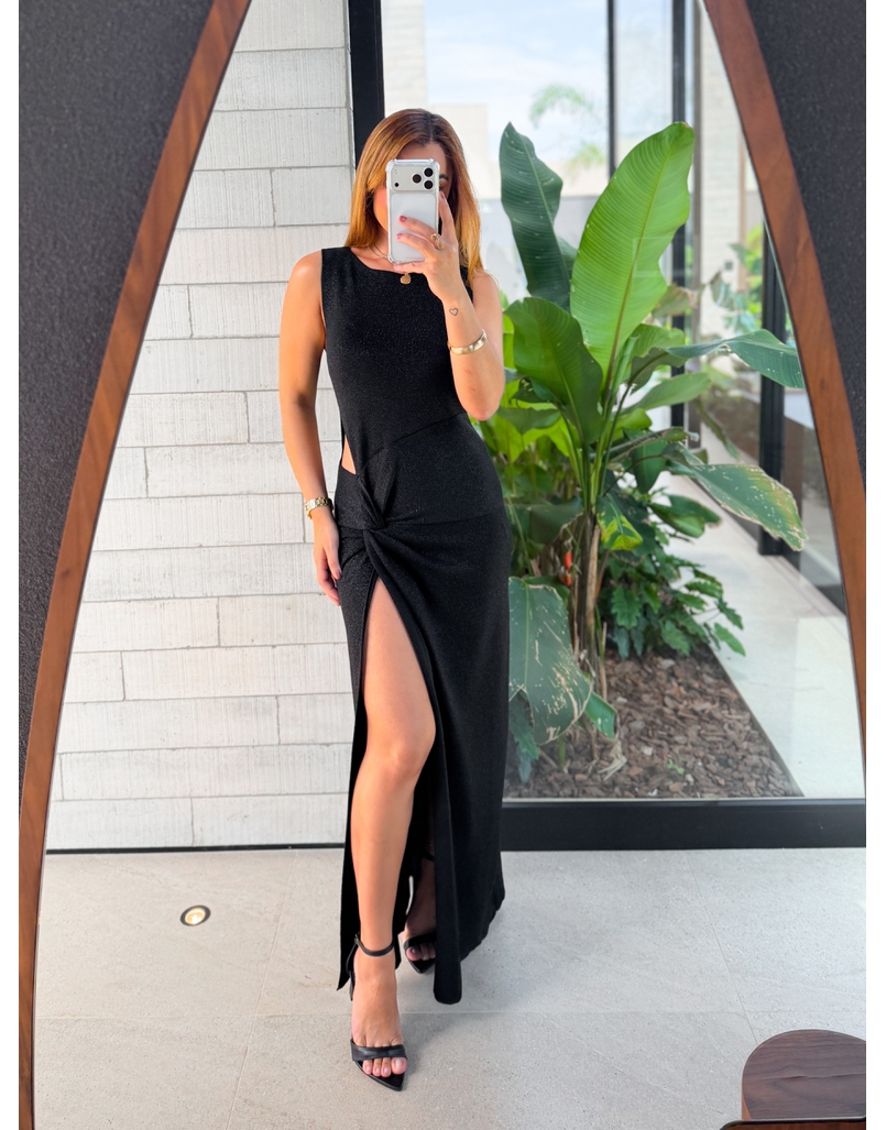 Vestido Tricot Brilho Victoria Preto