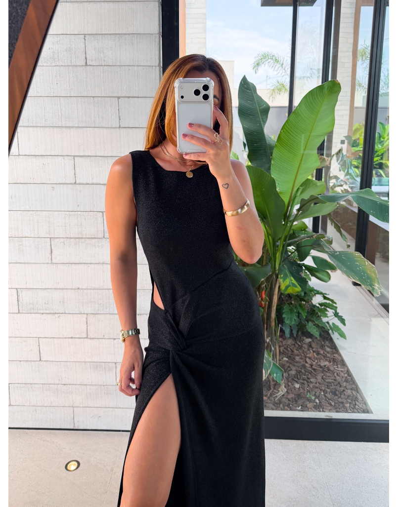 Vestido Tricot Brilho Victoria Preto