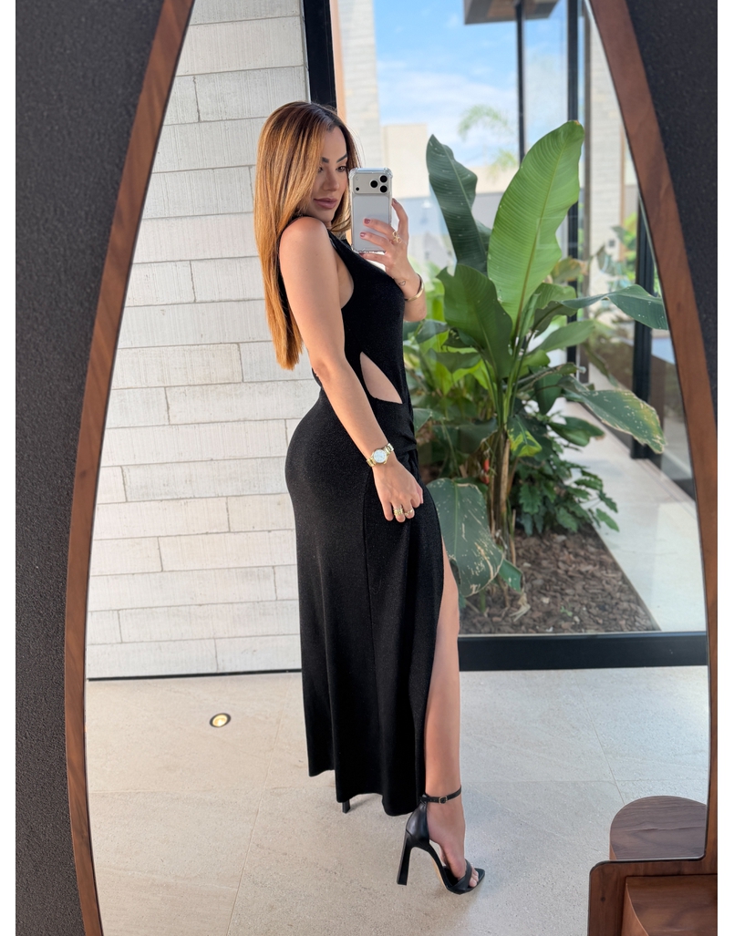 Vestido Tricot Brilho Victoria Preto