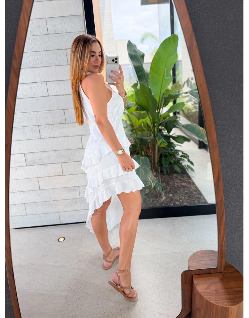 Vestido Gola Alta Anelise Branco 