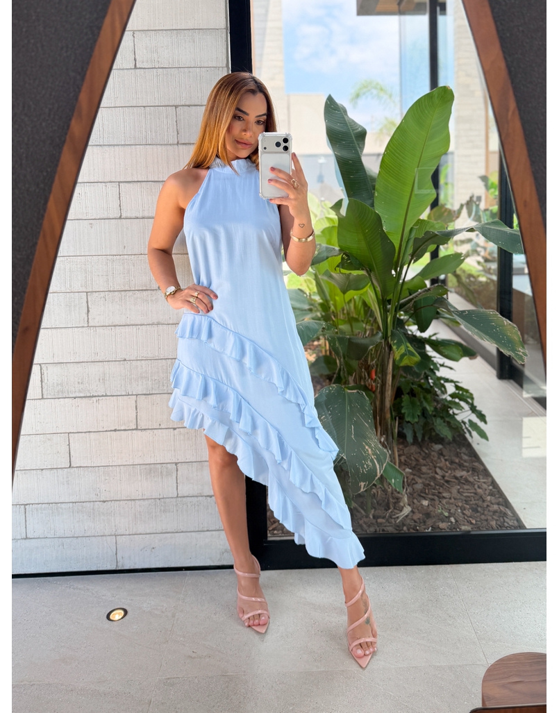 Vestido Gola Alta Anelise Baby Blue 