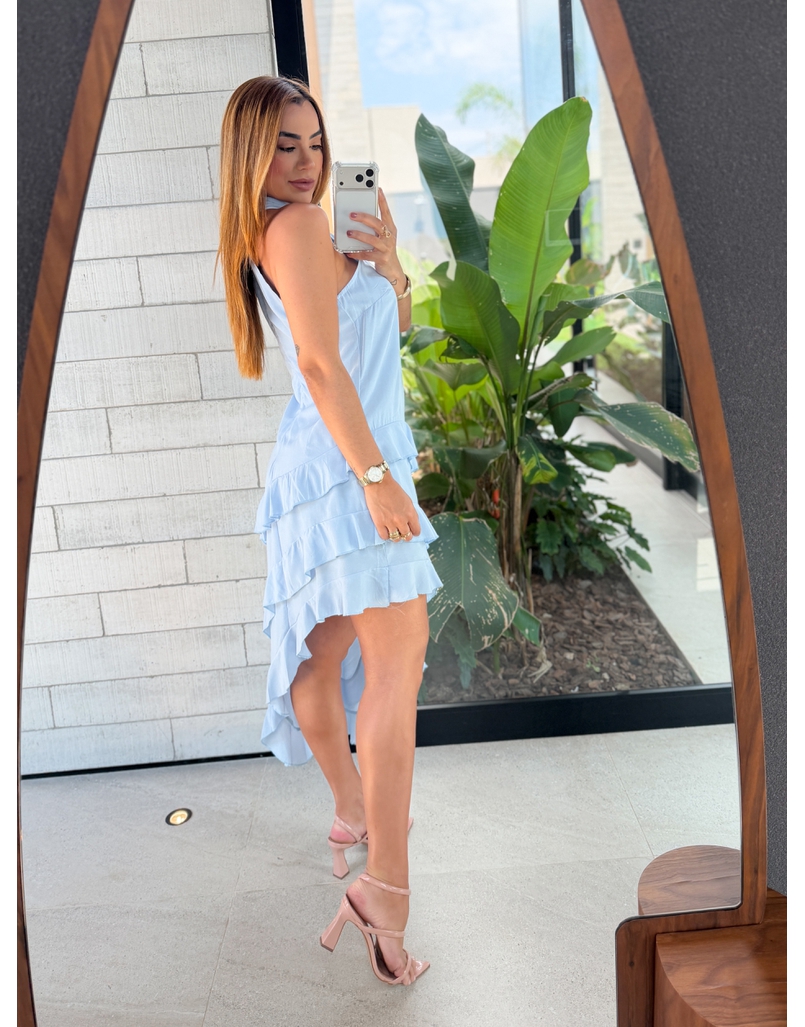 Vestido Gola Alta Anelise Baby Blue 