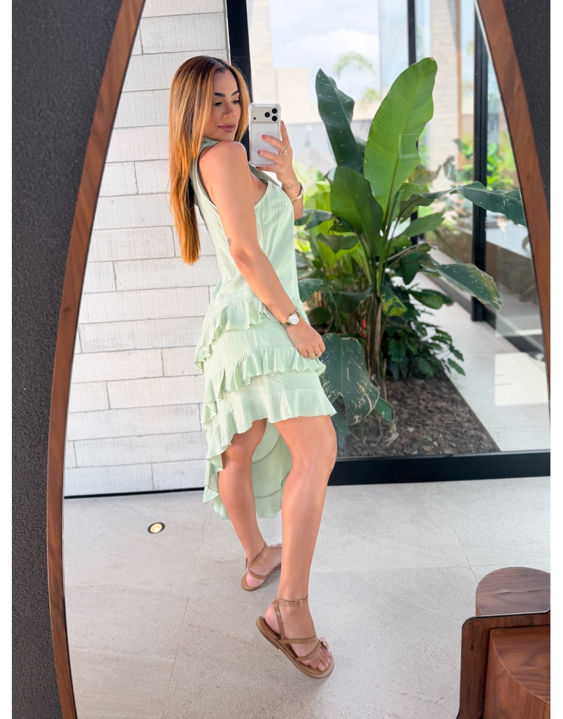 Vestido Gola Alta Anelise Menta