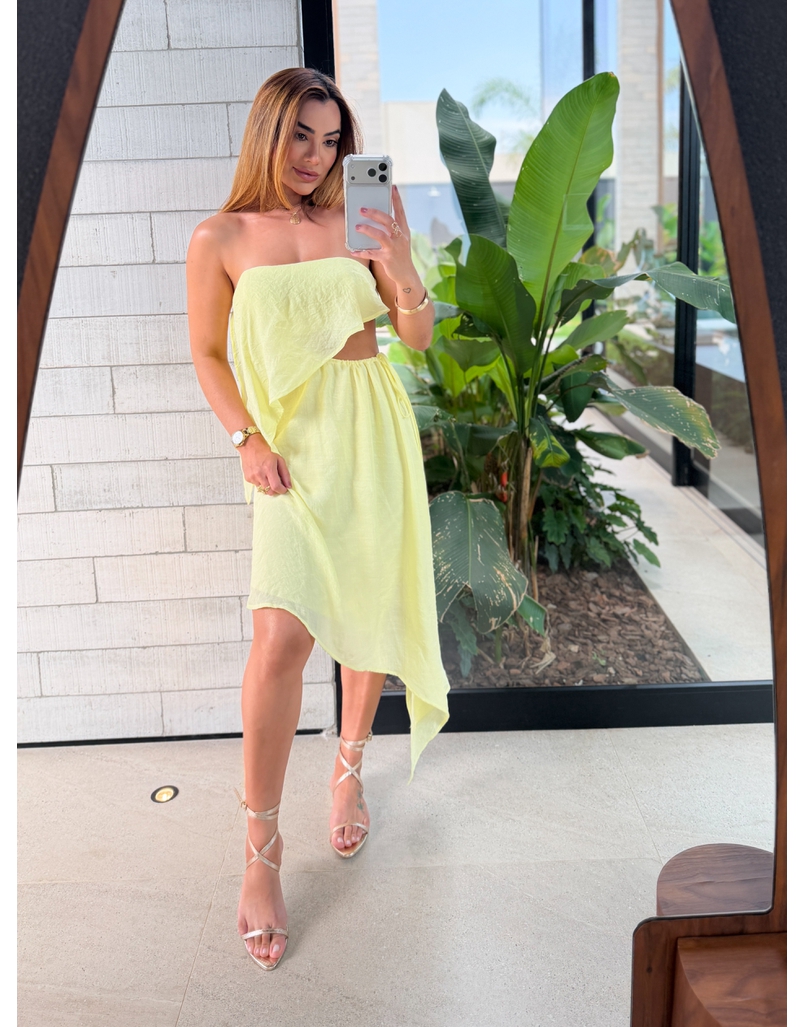 Vestido Midi Lorena Amarelo