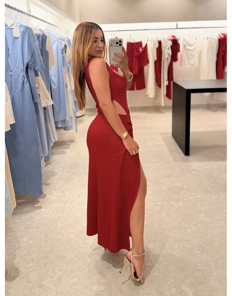 Vestido Tricot Brilho Victoria Vermelho