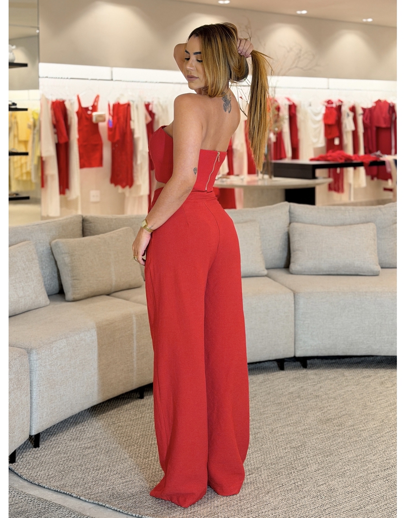 Calça Pantalona Peach Vermelho