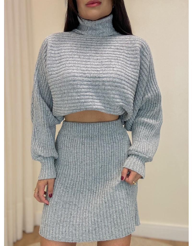 Conjunto Saia Mousse Cinza