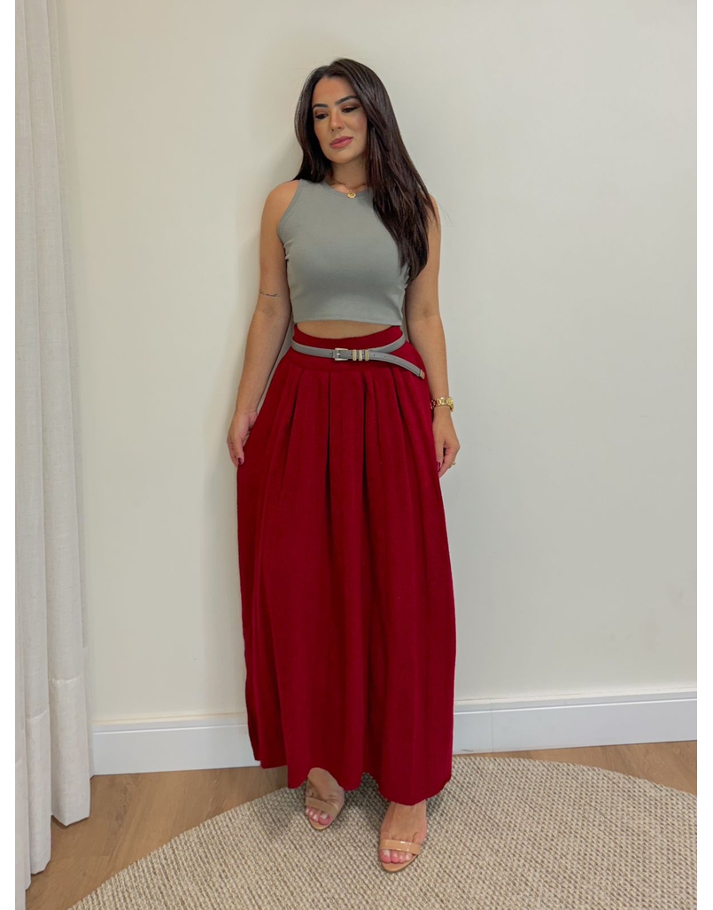 Saia Midi Mousse Agatha Cherry