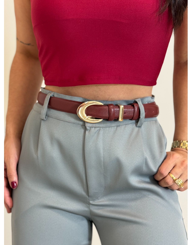 Cinto Couro Basic Cherry