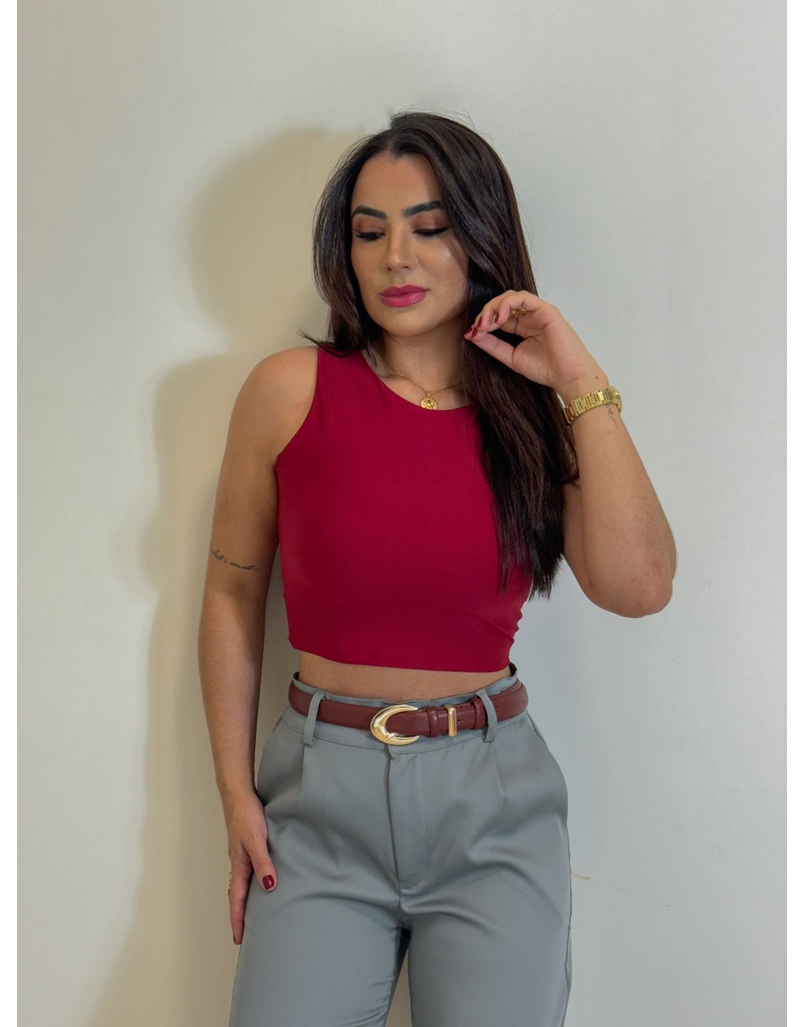 Cinto Couro Basic Cherry