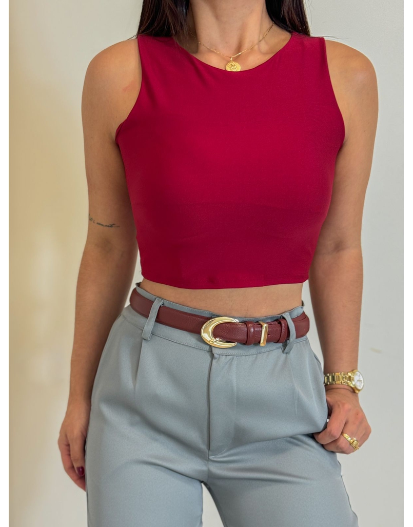 Cinto Couro Basic Cherry