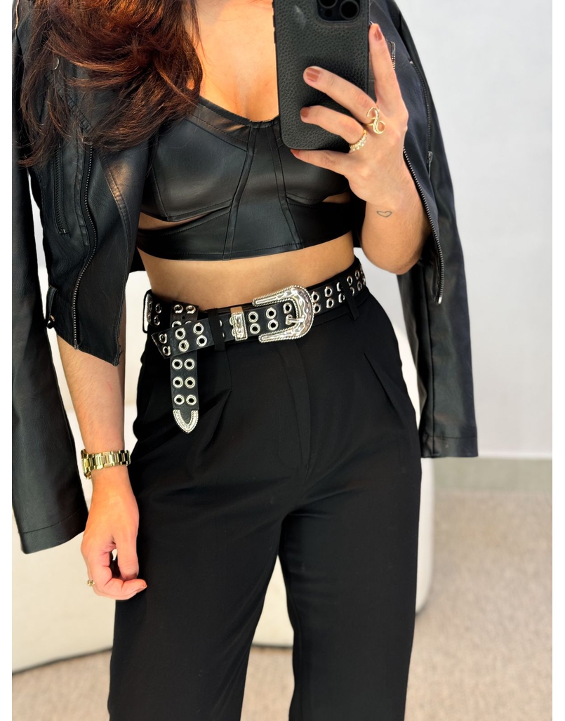 Cinto Fivela Ilhós Preto